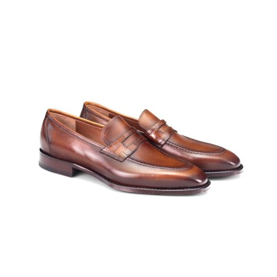 Mario Bemer Firenze Lauro custom-shop penny loafers with croco detail