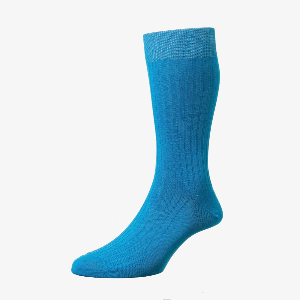 Pantherella Danvers bright turquoise men's socks