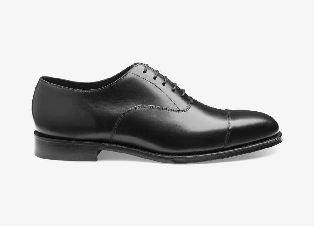 Black leather toe cap oxford shoes for Black Tie tuxedo