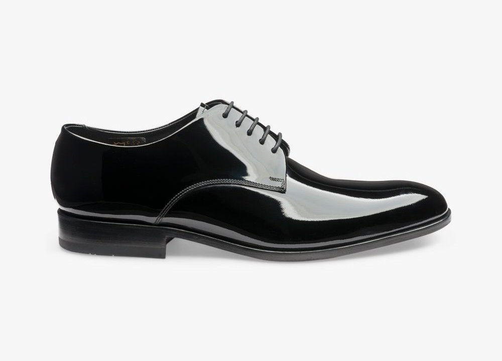 Black patent leather derby shoes for Black Tie tuxedo