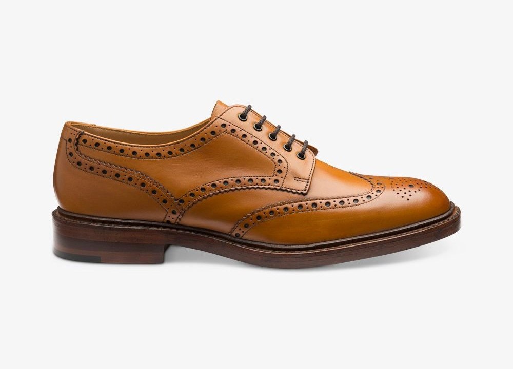 Loake tan brogue derby shoes