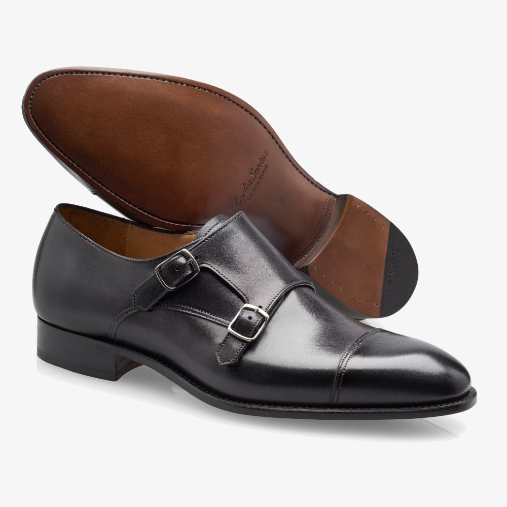 Carlos Santos Andrew 6942 black monk strap shoes