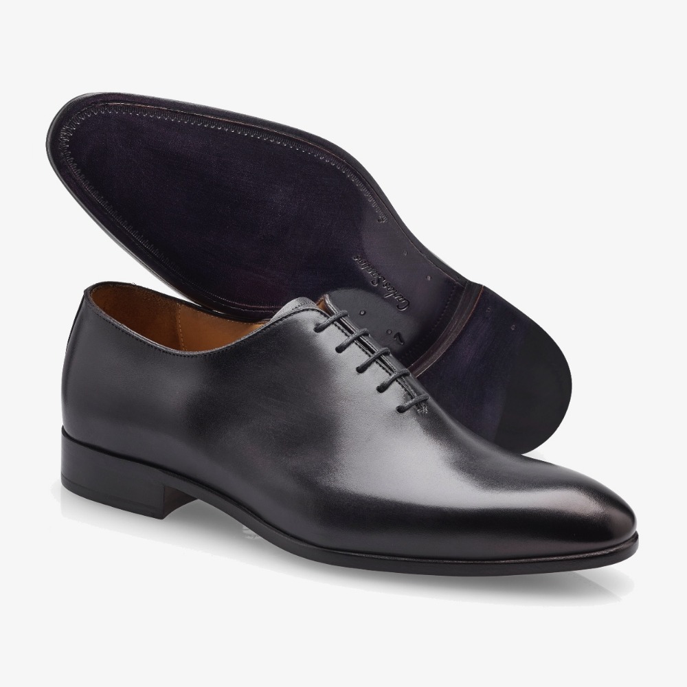 Carlos Santos Francis 6903 black whole-cut oxford shoes