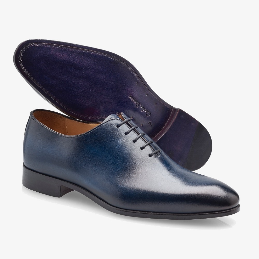 Carlos Santos Francis 6903 blue whole-cut oxford shoes