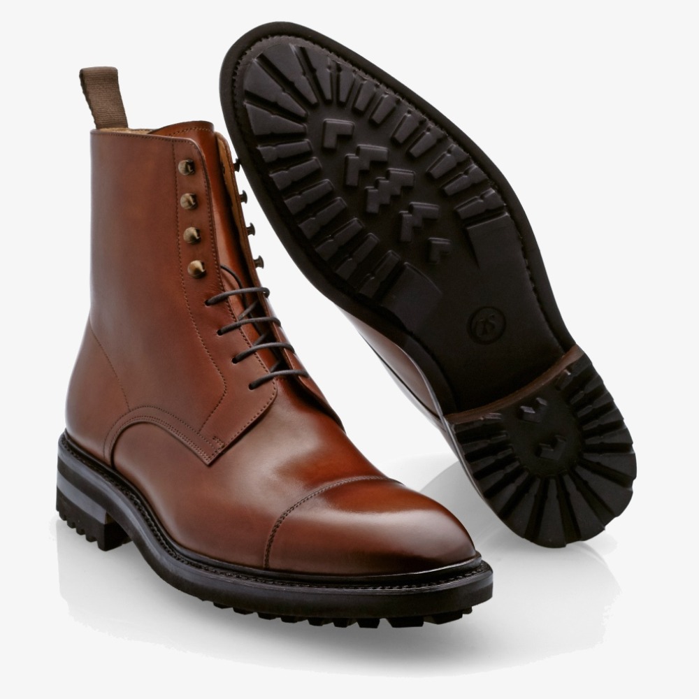 Carlos Santos Stallone 8866 brown lace up toe cap boots