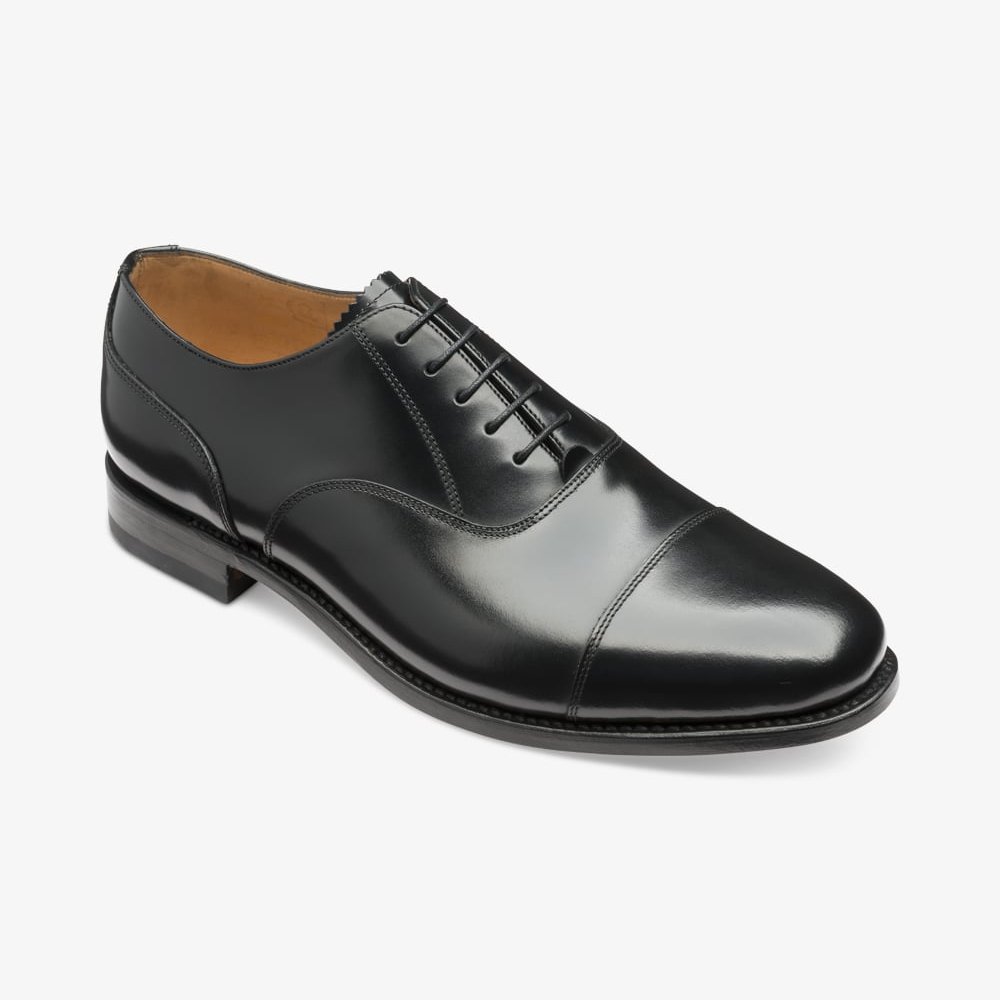 Loake 200 black polished leather toe cap oxford shoes