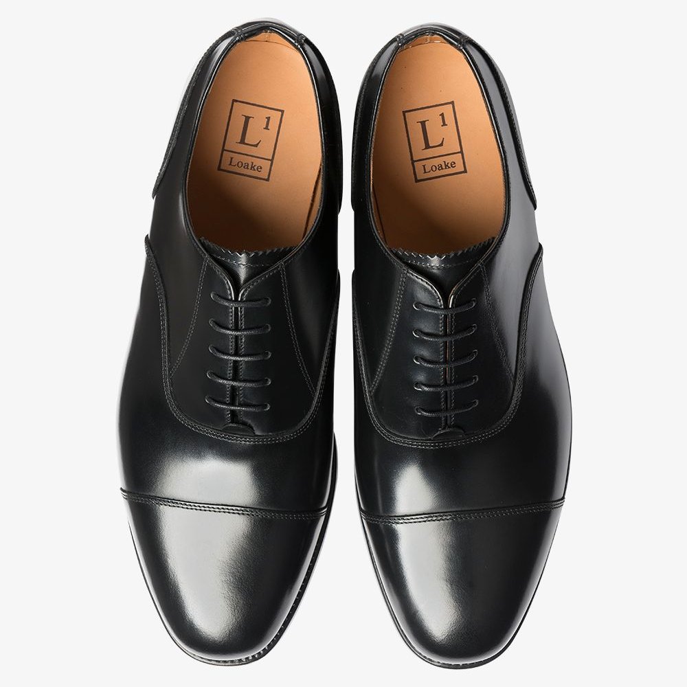 Loake 200 black polished leather toe cap oxford shoes