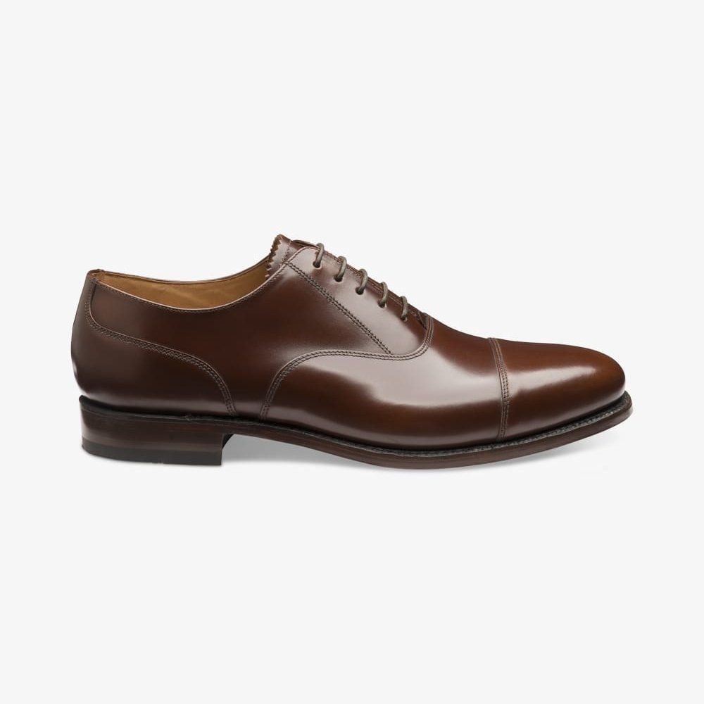Loake 200 brown polished leather toe cap oxford shoes