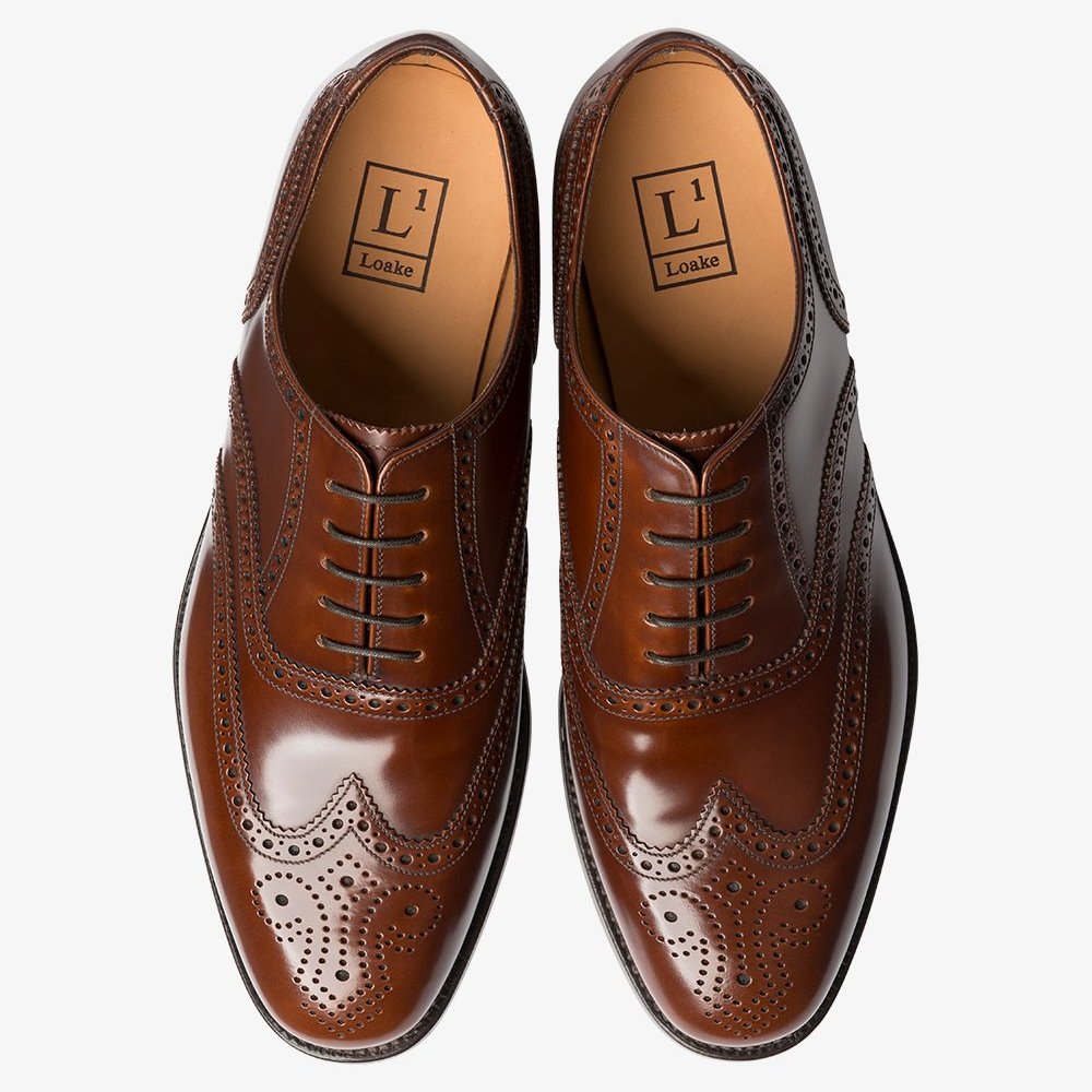 Loake 202 brown polished leather brogue oxford shoes