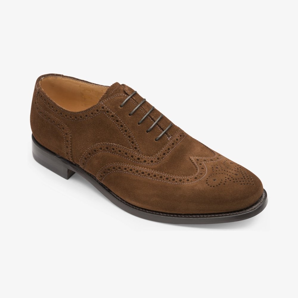 Loake 202 brown suede brogue oxford shoes