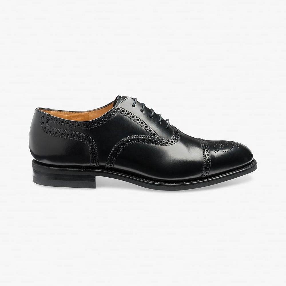 Loake 301 polished leather black brogue oxford shoes