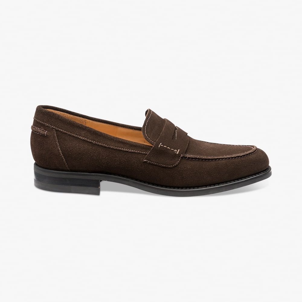 Loake 356 suede dark brown penny loafers