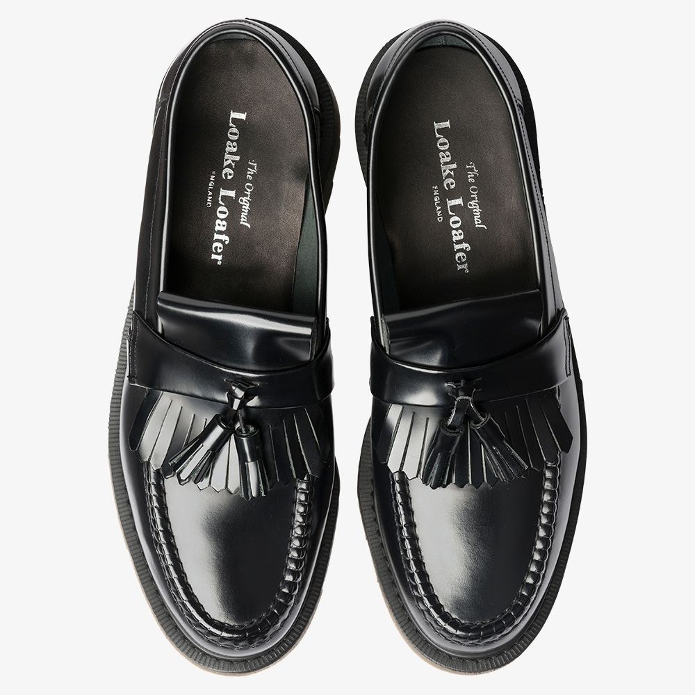 Loake 623 black kiltie tassel loafers