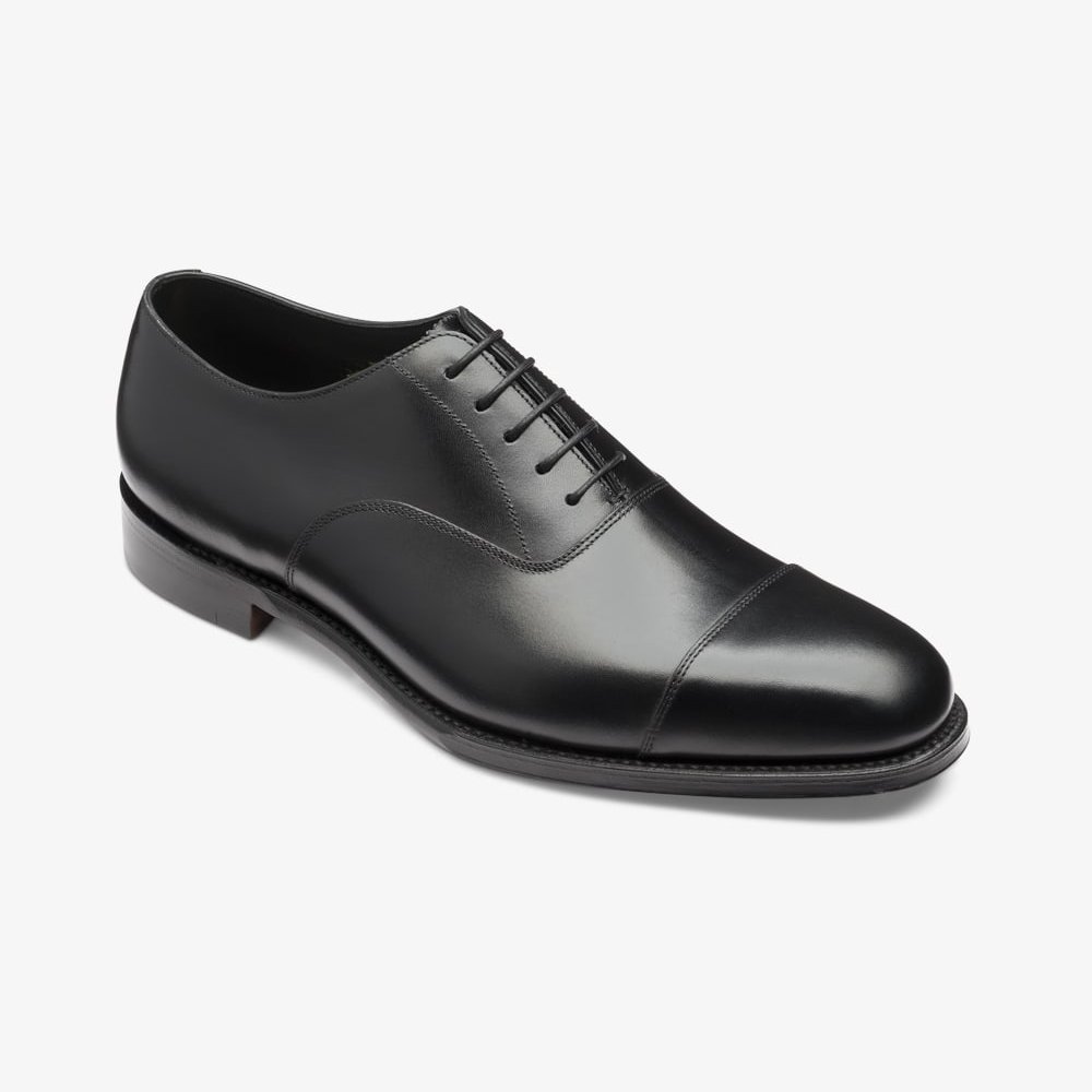 Loake Aldwych Black Leather Toe Cap Oxford Shoes (leather Soles 