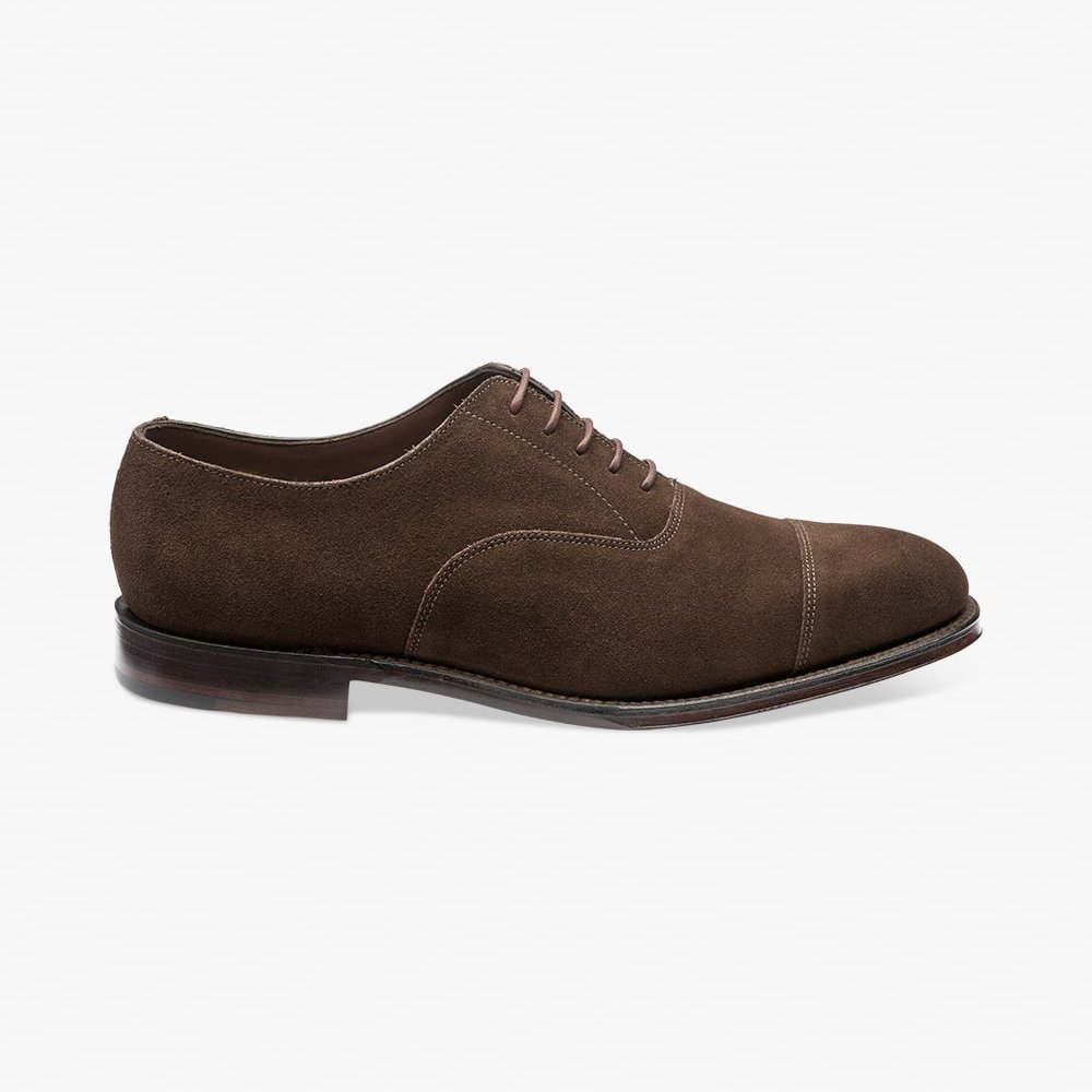 Loake Aldwych suede chocolate brown toe cap oxford shoes