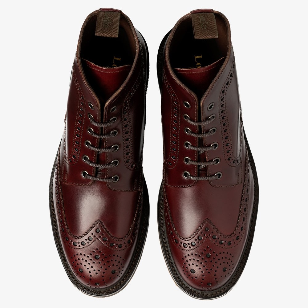 Loake Bedale burgundy brogue boots