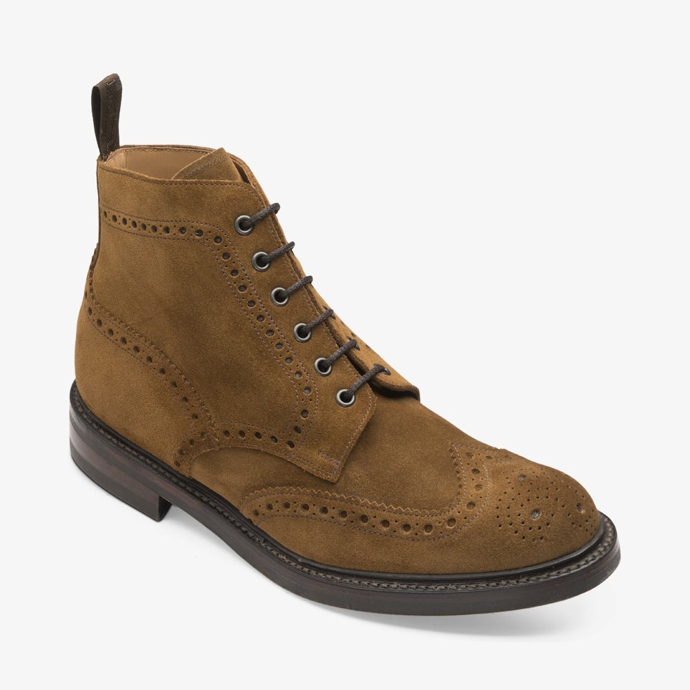 Loake Bedale Suede Lace Up Brogue Boots 