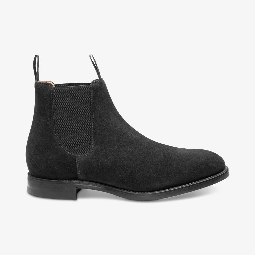 Loake Chatsworth suede black Chelsea boots