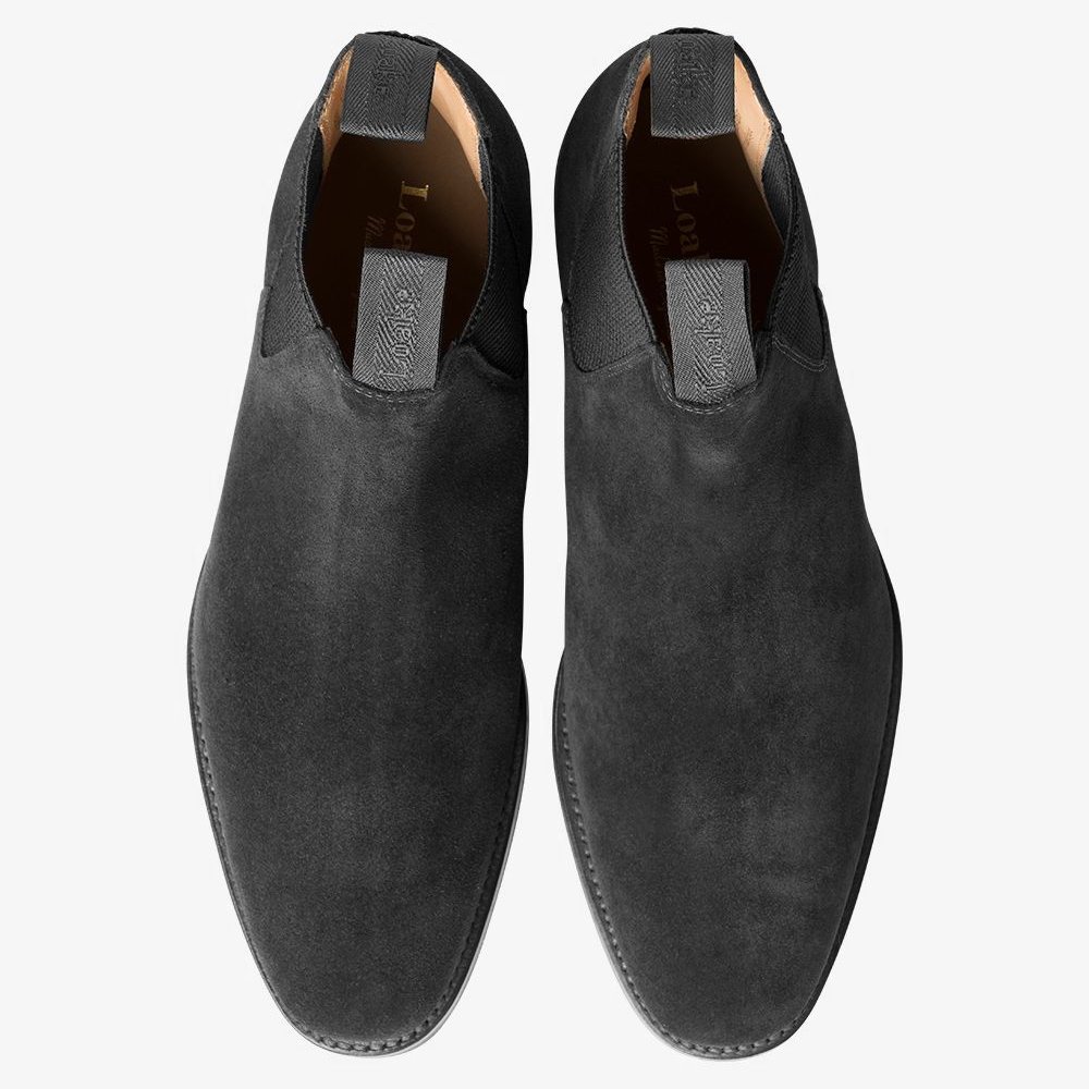 Loake Chatsworth suede black Chelsea boots