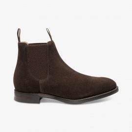 Loake Chatsworth suede dark brown Chelsea boots