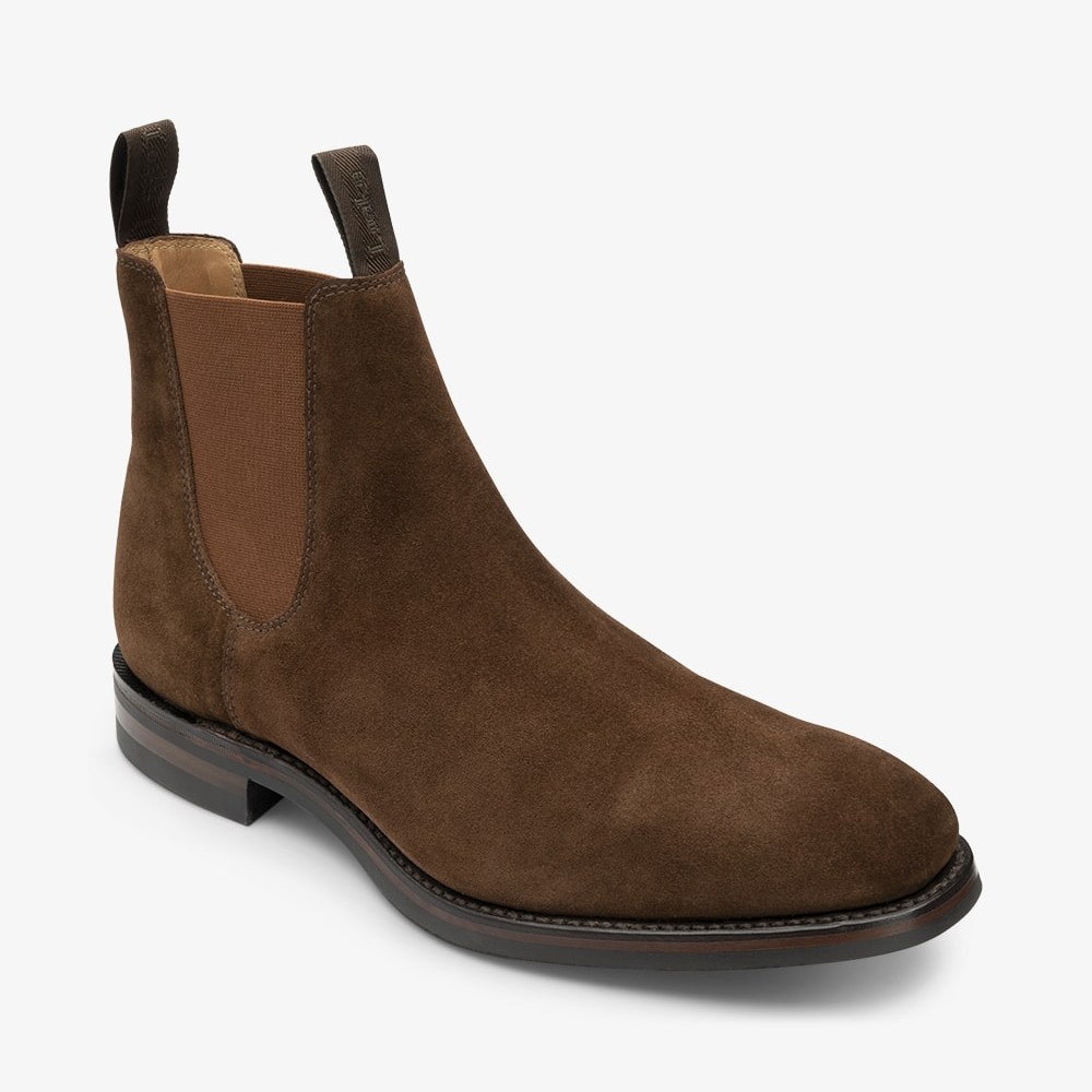 Loake Chatsworth leather suede brown Chelsea boots