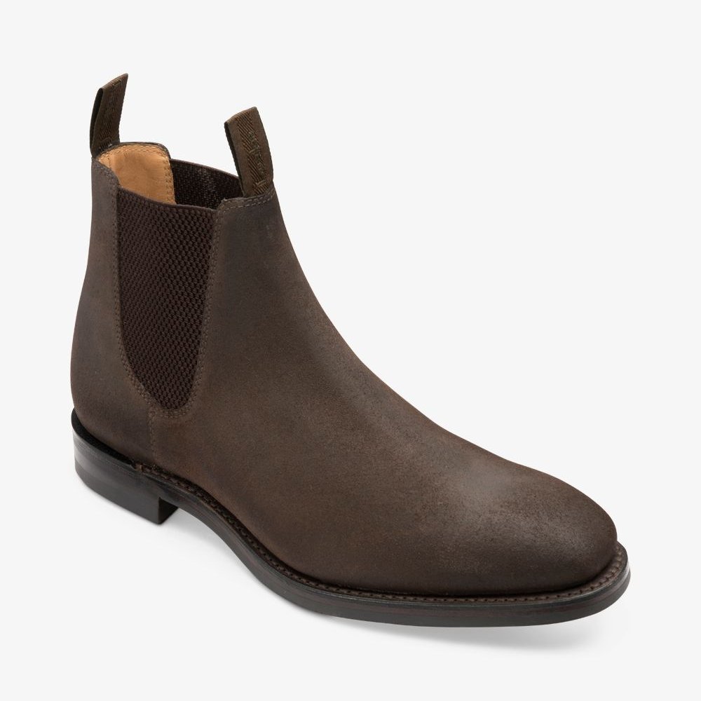 Loake Chatsworth vaxed suede dark brown Chelsea boots