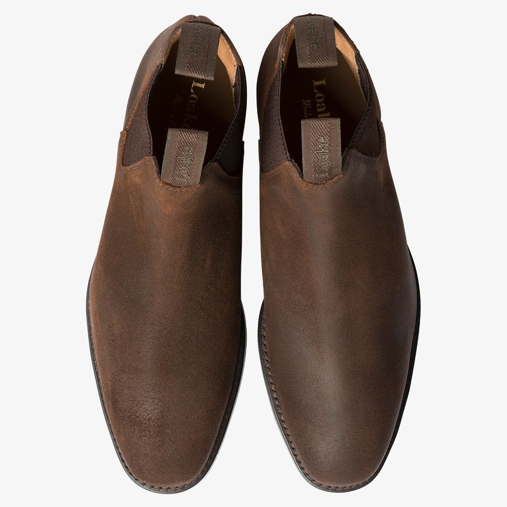 Loake Chatsworth vaxed leather dark brown Chelsea boots