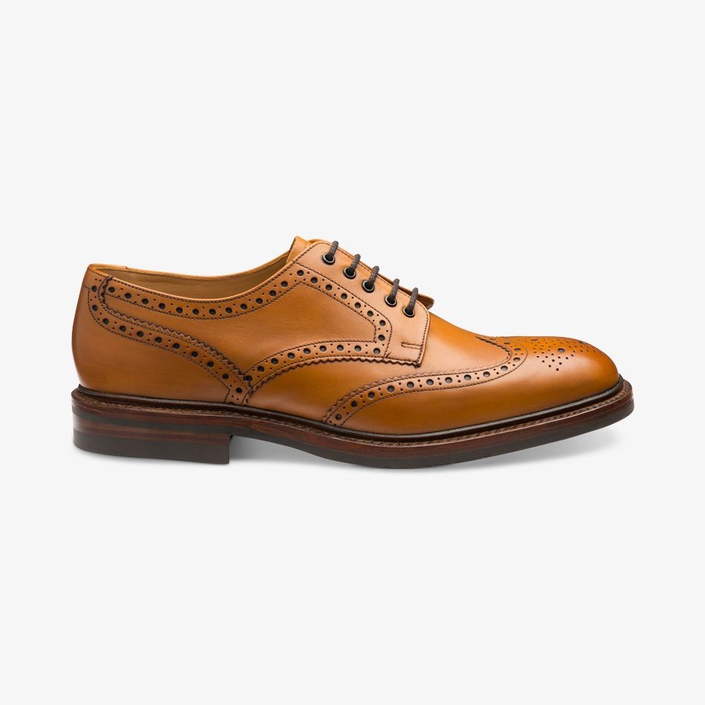 Have learned Twisted edible Loake Chester Tan Leather Brogue Derby Shoes (rubber Soles) - 7Mile Shoes