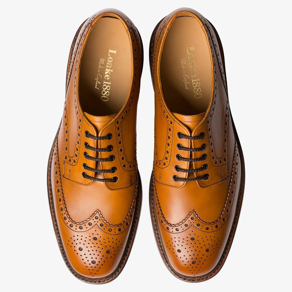 Loake Chester tan brogue derby shoes