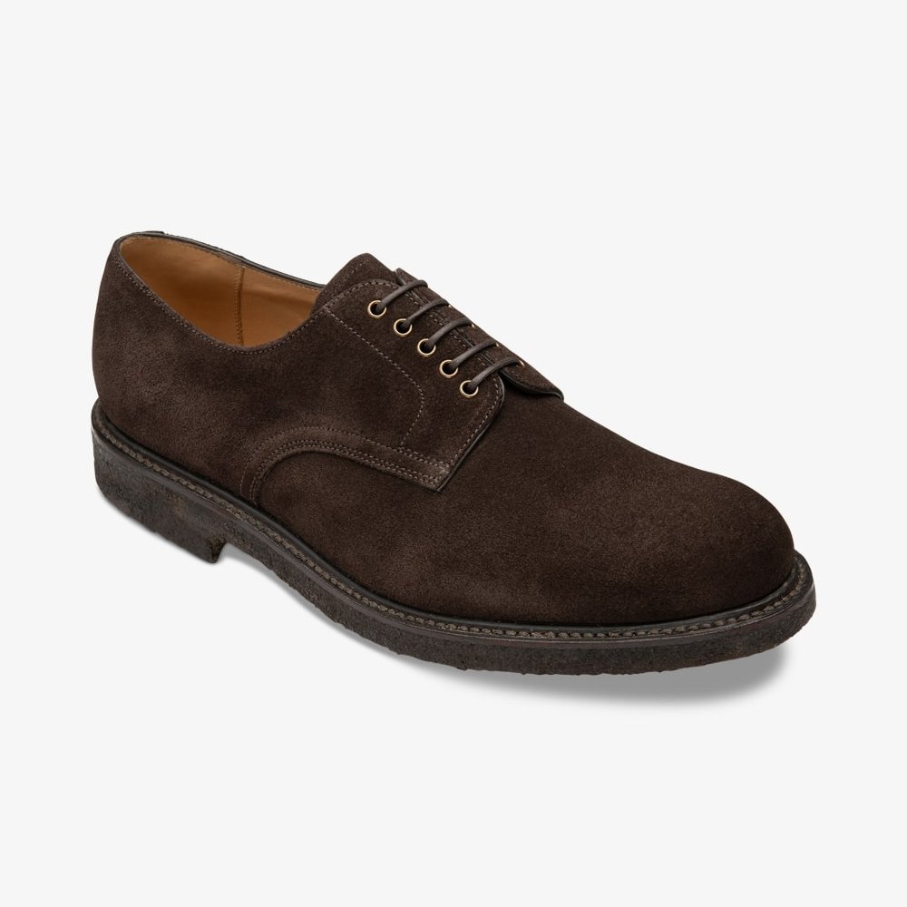 Loake Chichester suede chocolate brown derby shoes