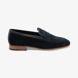 Loake Darwin suede navy loafers