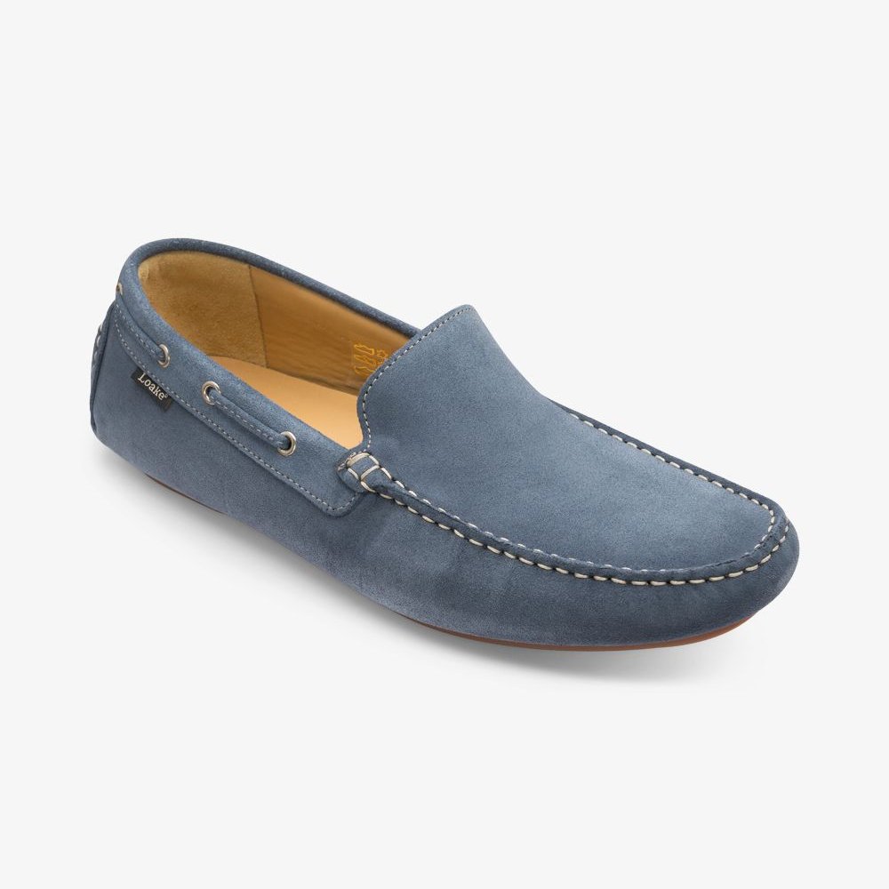 Loake Donington suede light blue driving shoes