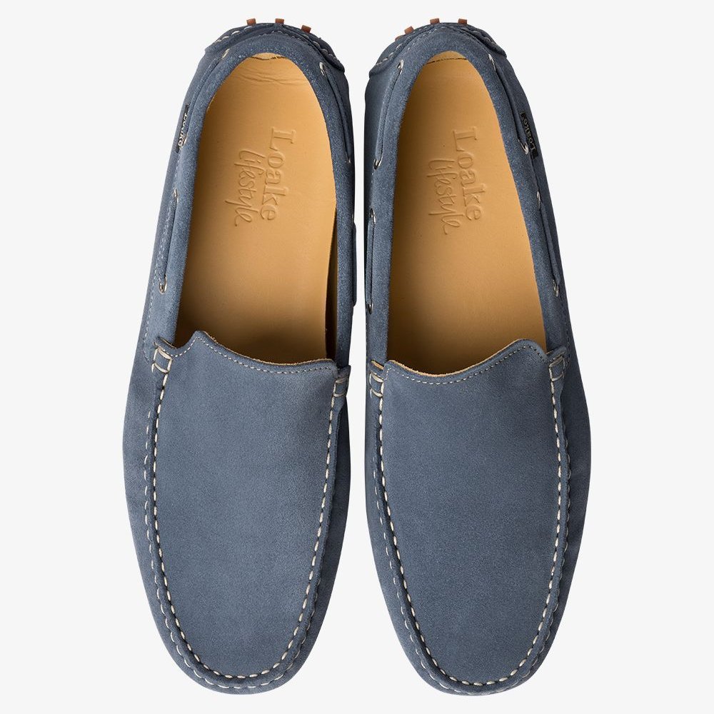 Loake Donington suede light blue driving shoes