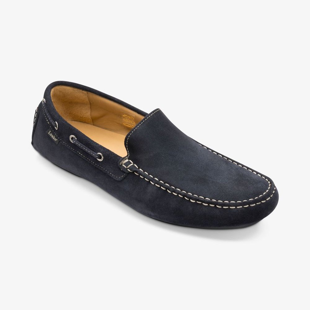 Loake Donington suede navy driving shoes