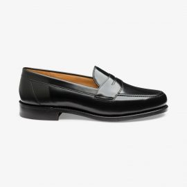 Loake Eton polished leather black penny loafers