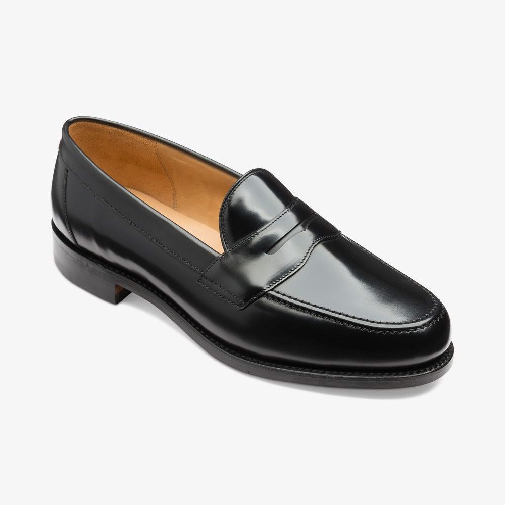 Loake Eton polished leather black penny loafers