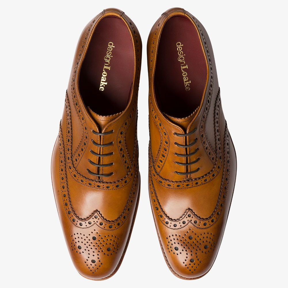 Loake Fearnley tan brogue oxford shoes