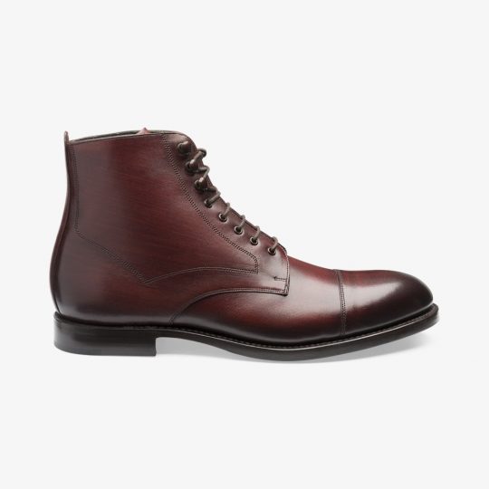 Loake Hirst burgundy lace up toe cap boots