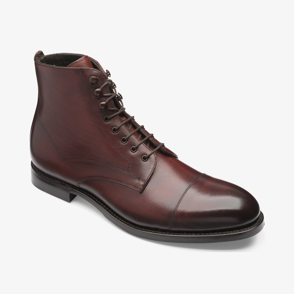Loake Hirst burgundy lace up toe cap boots