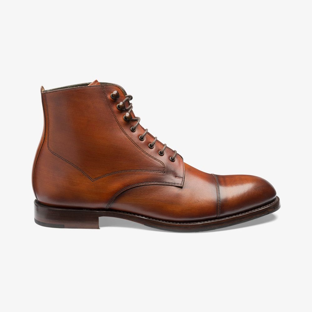 Loake Hirst chestnut lace up toe cap boots