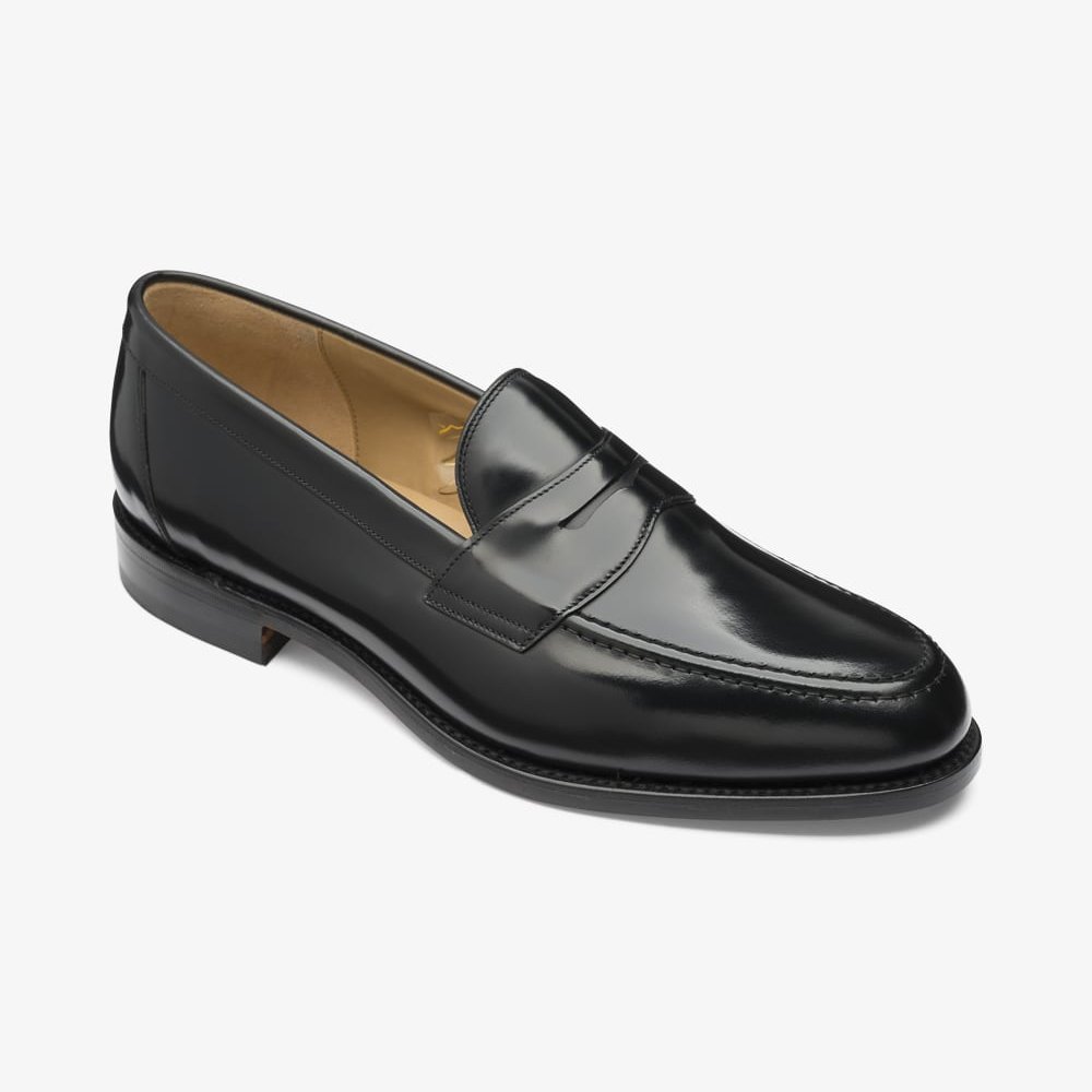 Loake Imperial polished leather black penny loafers