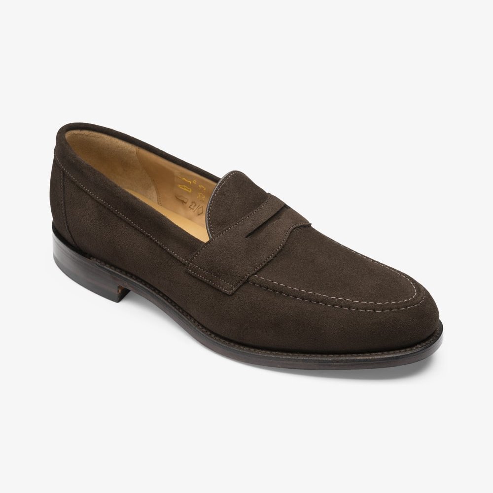 Loake Imperial suede dark brown penny loafers