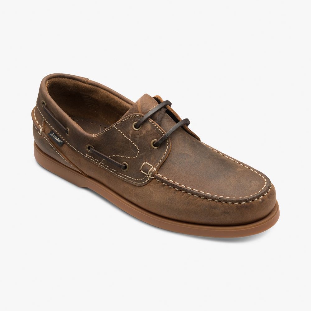 Loake Lymington dark brown boat deck shoes