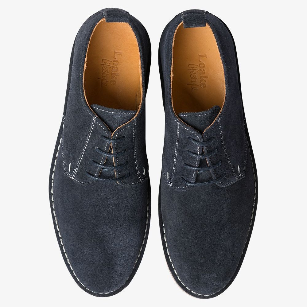 Loake Mojave suede navy derby shoes