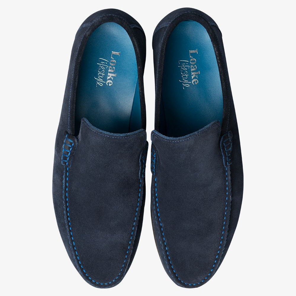 Loake Nicholson suede navy loafers