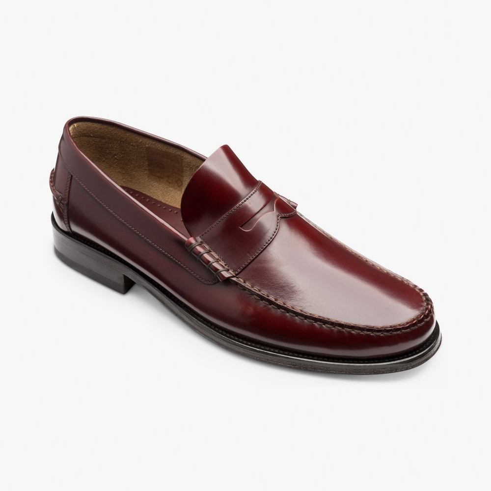 Loake Princeton polished leather burgundy penny loafers