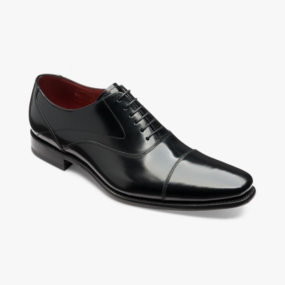 Loake Sharp polished leather black toe cap oxford shoes
