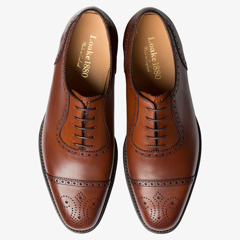 Loake Strand mahogany brogue oxford shoes