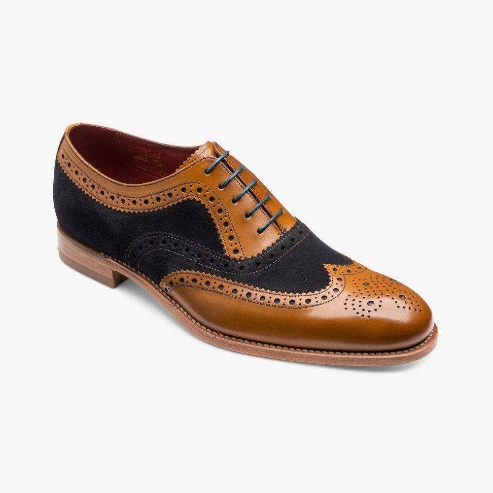 Loake Thompson tan navy brogue oxford shoes