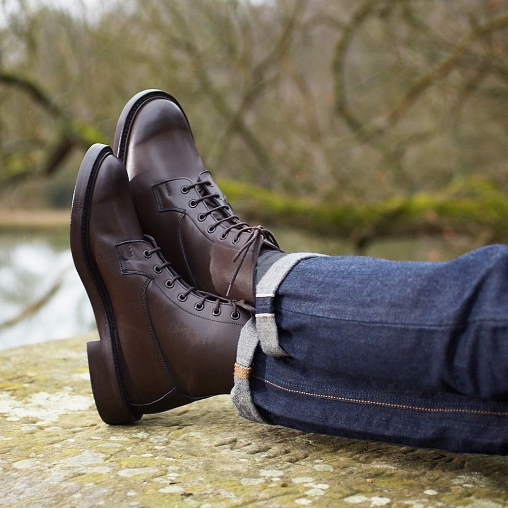 Tricker's Burford Marron Antique Leather Lace Up Boots (leather